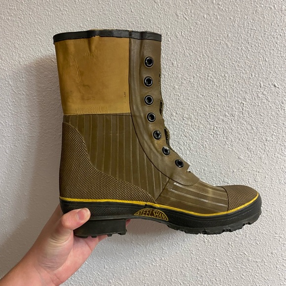 Vintage Insulated Work Boots Steel Shank Tall Lace Up - Size 6 - Picture 9 of 14